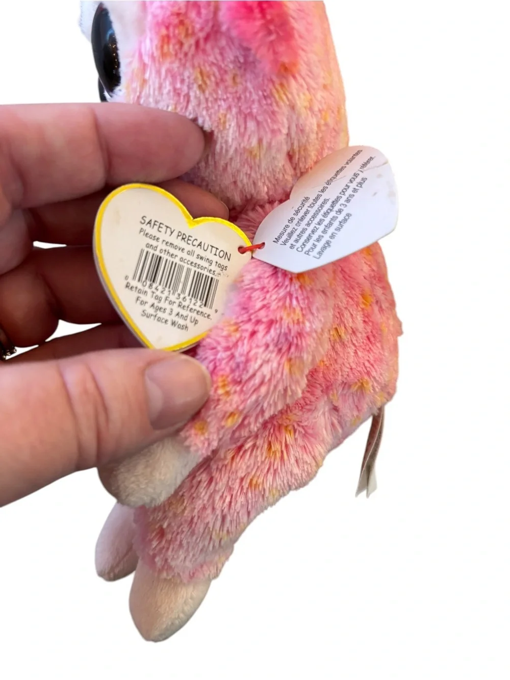 Ty Beanie Boos Ruby Pink Monkey Plush Glitter Eyes w/ Tags EUC